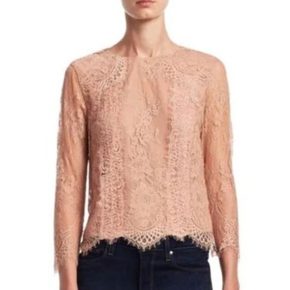 Alice + Olivia Lace Top Rose Tan Sz S - Picture 2 of 12